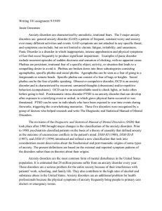 Writing 101 assignment 9/19/09 Jason Grossman Anxiety disorders