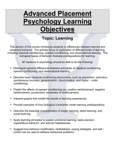 Advanced Placement Psychology Learning Objectives