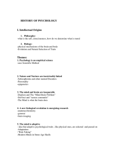 HISTORY OF PSYCHOLOGY I. Intellectual Origins Themes: