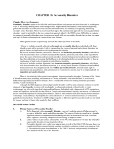 CHAPTER 10: Personality Disorders