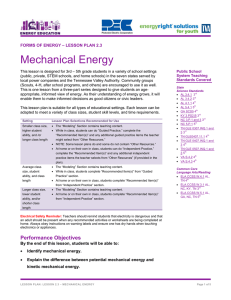 Mechanical Energy - Pickwick Electric