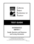 Sample Test Questions for CSET: Mathematics Subtest I