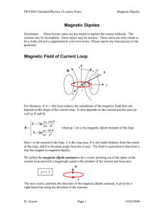 Magnetic Dipoles Magnetic Field of Current Loop i