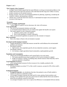 Chapter 1. sec 2 “The Tragedy of the Commons” ecologist Garrett