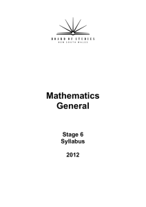 Mathematics General - Stage 6 Syllabus 2012