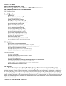 Unit Plan Energy - Mrs. Olivas 8th Grade Science Carlsbad