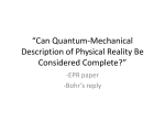 “Can Quantum-Mechanical Description of Physical Reality Be
