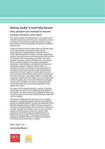 Defining `Quality` in Social Policy Research