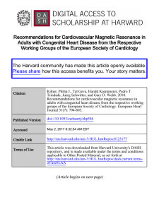 Recommendations for Cardiovascular Magnetic Resonance in