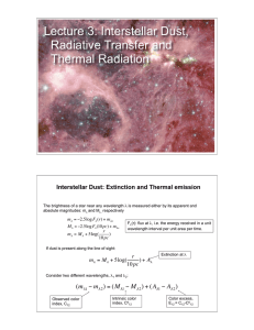 Lecture 3: Interstellar Dust, Radiative Transfer and Thermal Radiation