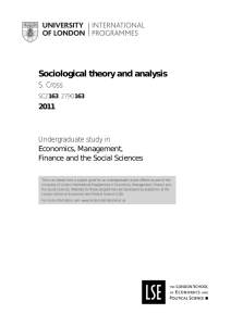 Sociological theory and analysis - University of London International