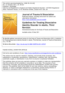 Guidelines for Treating Dissociative Identity Disorder in Adults, Third
