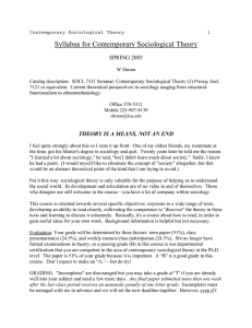 Syllabus for Contemporary Sociological Theory