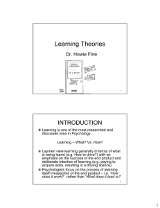 Learning Theories - Dr. Howard Fine, Clinical Psychologist London UK