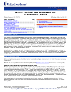 Breast Imaging for Screening and Diagnosing Cancer