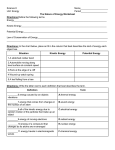 The Nature of Energy Worksheet