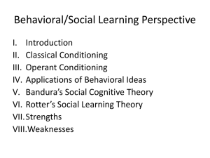 Behavioral/Social Learning Perspective