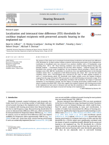 Localization and interaural time difference (ITD) thresholds for