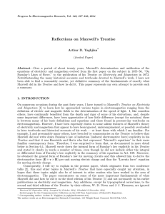 Reflections on Maxwell`s Treatise - Progress In Electromagnetics