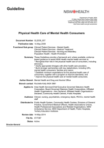 Physical Health Care of Mental Health Consumers – Guidelines