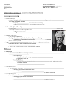 Guided Notes – Learning – Operant Conditioning