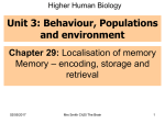 Ch 29 Memory – Encoding, Storage and Retrieval