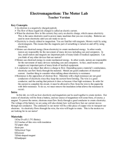 Electromagnetism: The Motor Lab Teacher Version Key Concepts