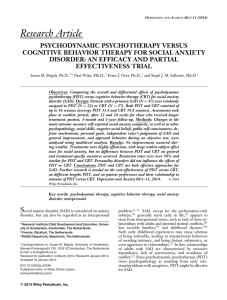 psychodynamic psychotherapy versus cognitive behavior