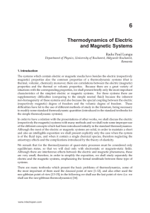 Thermodynamics of Electric and Magnetic Systems