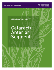 Practicing Ophthalmologists Curriculum Cataract/Anterior Segment