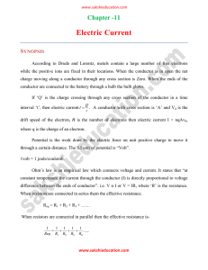 Electric Current - Sakshi Education