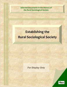 Establishing the Rural Sociological Society