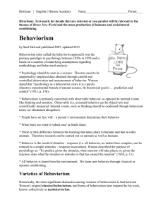 Behaviorism close reading