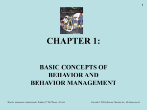 chapter 1: basic concepts of behavior and behavior management