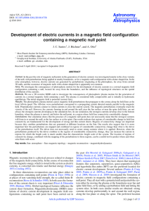 Development of electric currents in a magnetic field configuration