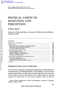 Physical Limits to Sensation and Perception