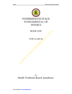 INTERMEDIATE STAGE FUNDAMENTAL OF PHYSICS Sindh