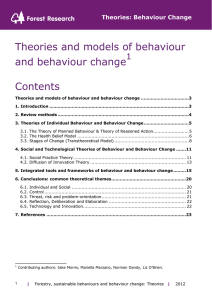 Theories and models of behaviour and behaviour change