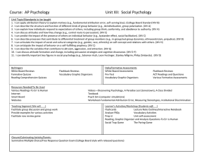 Course: AP Psychology Unit XII: Social Psychology Unit Topic