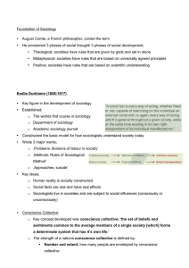 Foundation of Sociology • August Comte, a French philosopher