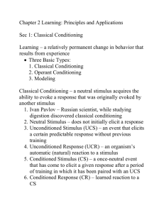Chapter 2 Learning: Principles and Applications Sec 1: Classical
