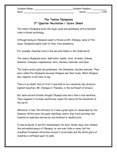 The Twelve Olympians Score Sheet