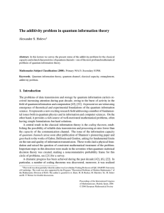 The additivity problem in quantum information theory