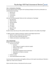 Psychology 40S Final Assessment Review