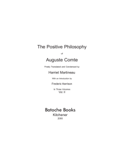 The Positive Philosophy Auguste Comte Batoche Books