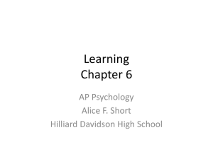 Learning Chapter 6 - Mrs. Short`s AP Psychology Class