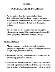 chapter 16: psychological disorders