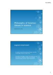 Philosophy of Science: Values in science