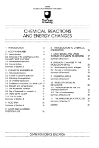 chemical reactions and energy changes