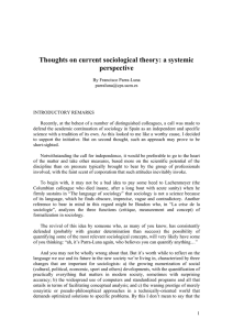 Thoughts on current sociological theory: a systemic perspective